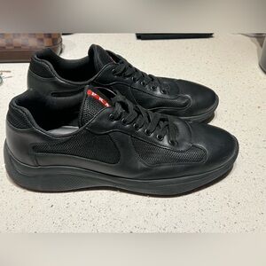 Prada black leather America cup sneakers size 11 P